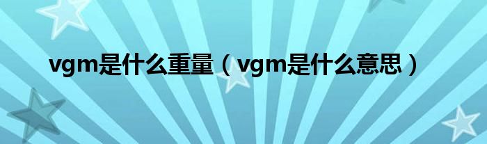 vgm是什么重量（vgm是什么意思）